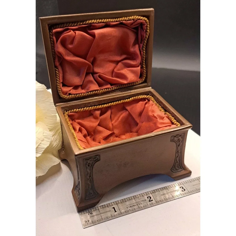 Antique Bronze Benedict Athenic Ornate Greek Cameo Casket Trinket Box 1490